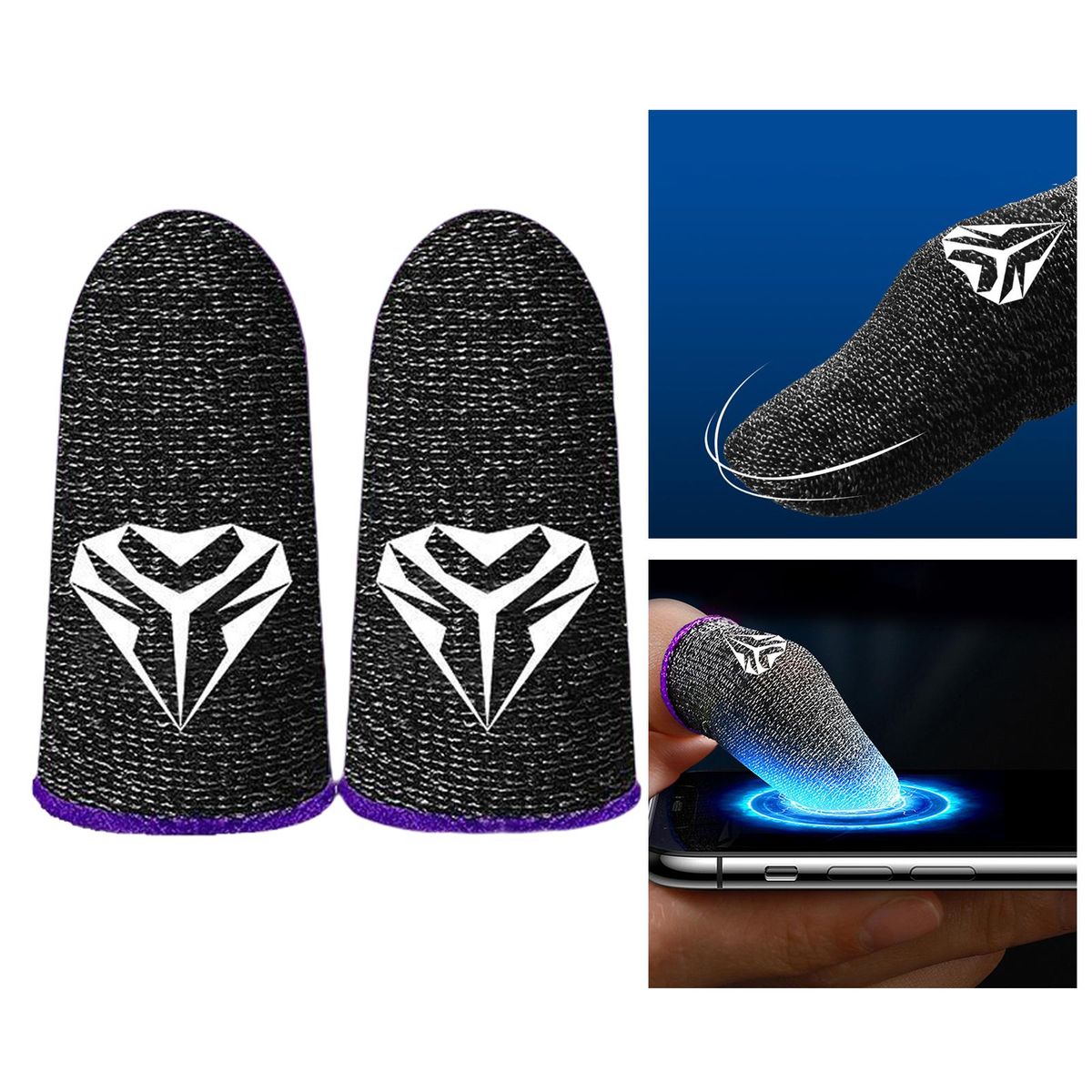 1 Pair Gaming Finger Sleeve Thumb Sleeve Sweatproof For Mobile Purple