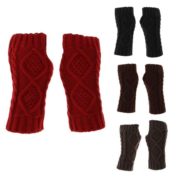 Knitted Half Finger  Crochet Fingerless  Hand Warmer Black