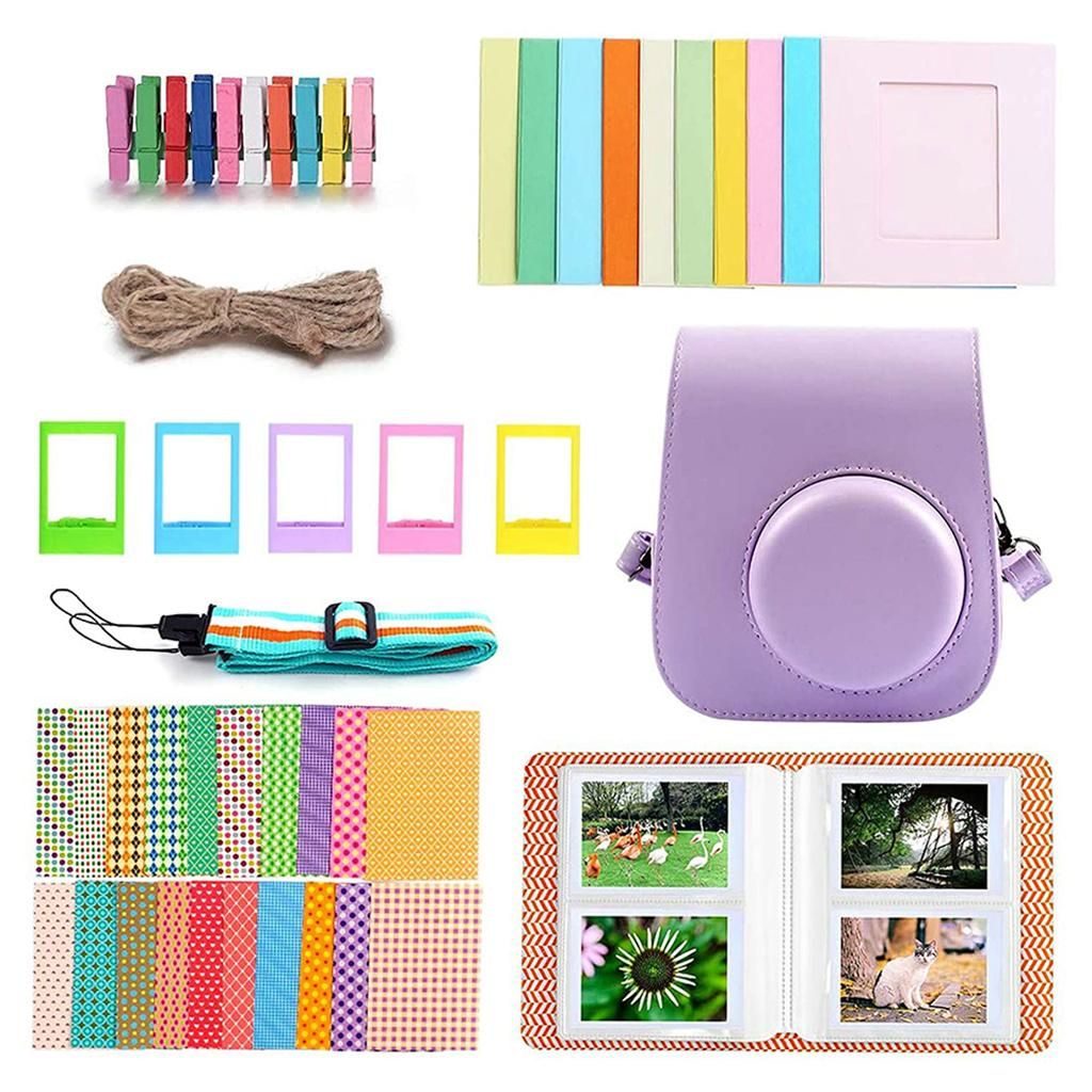 Camera Accessories Set Leather Shoulder Bag For Instax Mini 11 Purple