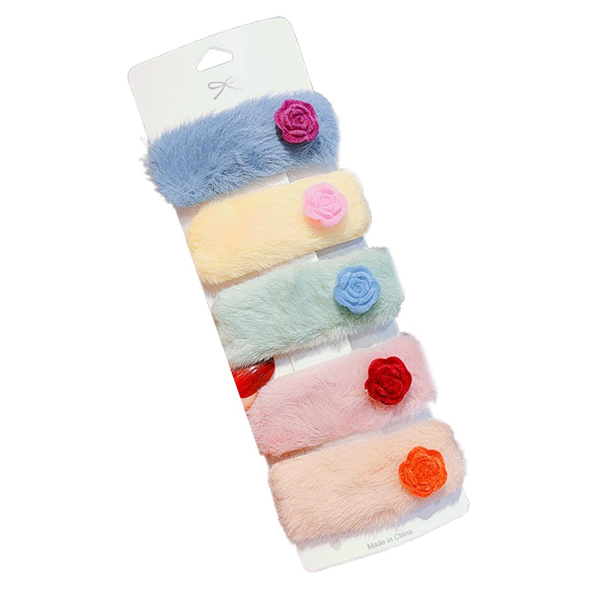 5PcsSet Fluffy Hair Clip Kids Girls Bright Color Plush Hairpin