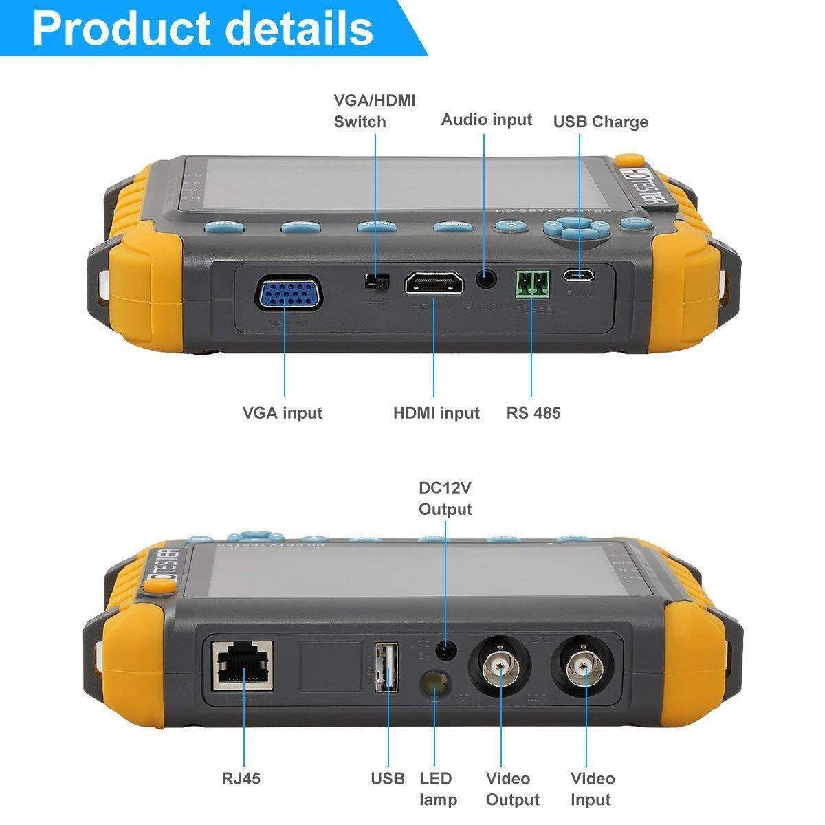 5 Inch TFT LCD HD 5MP TVI AHD CVI CVBS Analog Security 1080P Camera Monitoring Tester CCTV Tester VGA HDMI Input IV8W