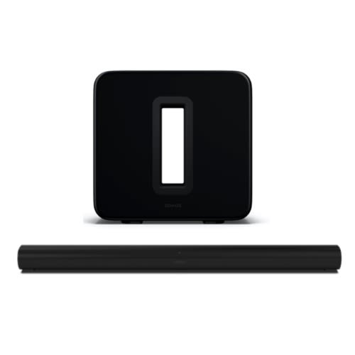 Arc Soundbar & Wireless Bluetooth Subwoofer Combo- Black