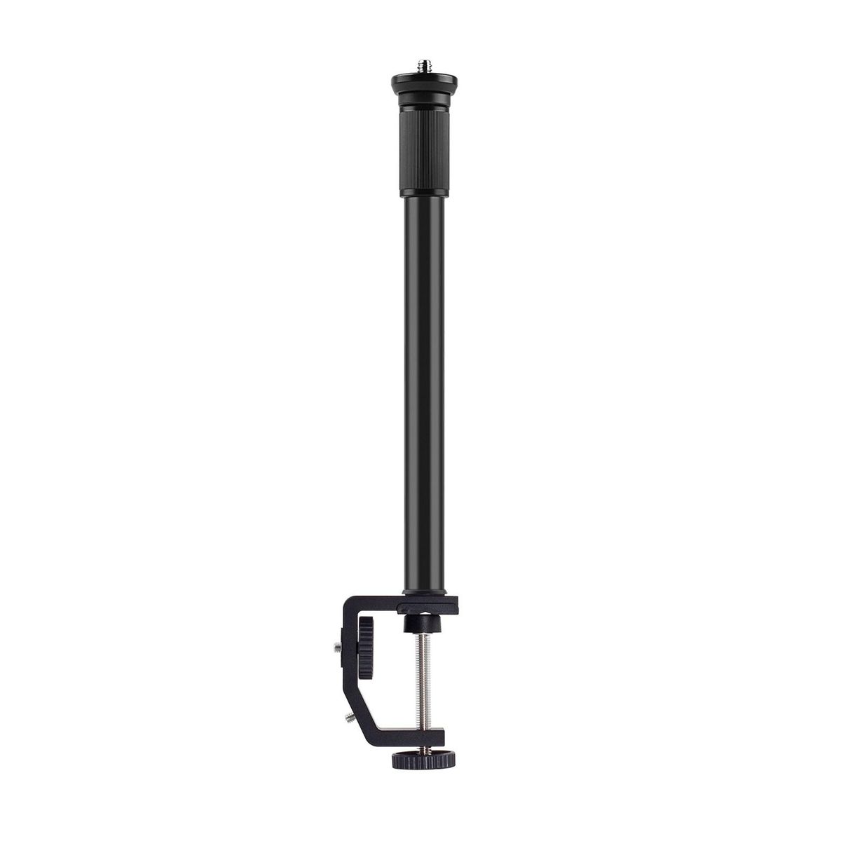 Universal Aluminum Alloy C Clamp + Adjustable Tripod Extension Rod with 1/4 Inch Screw Adjustable Length 33~60cm for Camera Photography
