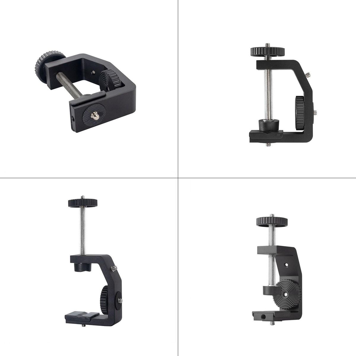 Universal Aluminum Alloy C Clamp + Adjustable Tripod Extension Rod with 1/4 Inch Screw Adjustable Length 33~60cm for Camera Photography