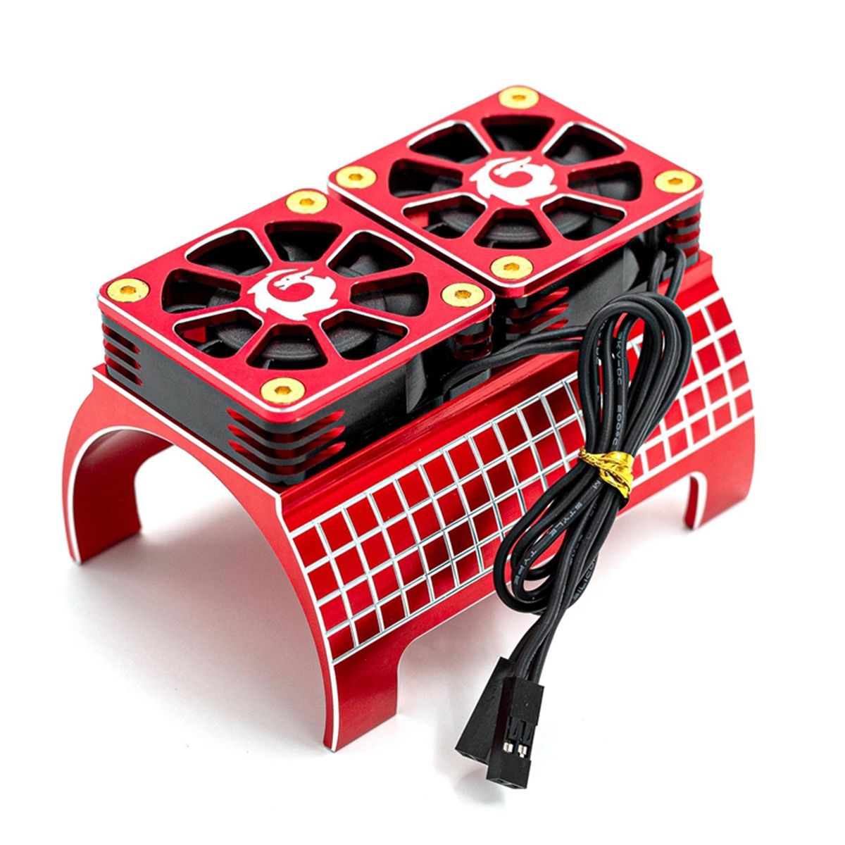 Motor Heatsink with Dual Cooling Fans Replacement for 1/5 Remote Control Model Car Big X 8S Kraton 1717 4985 Motor Metal Belt Fan Radiator SR-22