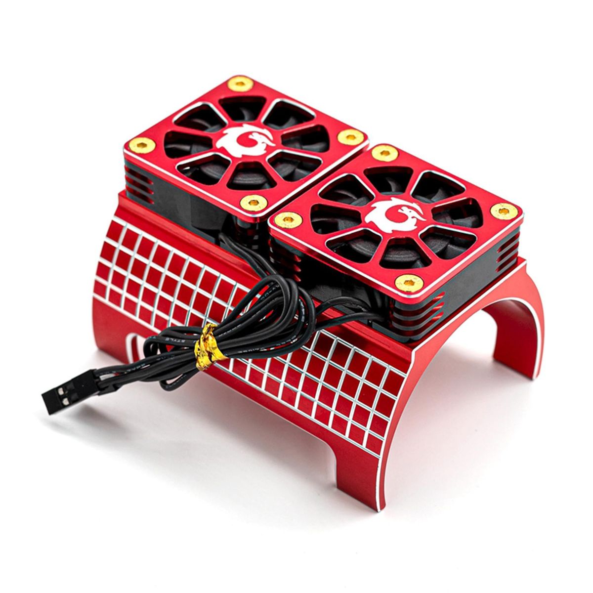 Motor Heatsink with Dual Cooling Fans Replacement for 1/5 Remote Control Model Car Big X 8S Kraton 1717 4985 Motor Metal Belt Fan Radiator SR-22