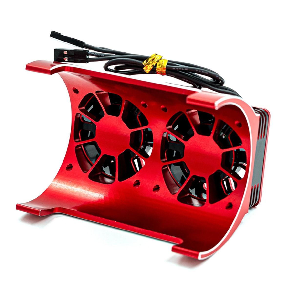 Motor Heatsink with Dual Cooling Fans Replacement for 1/5 Remote Control Model Car Big X 8S Kraton 1717 4985 Motor Metal Belt Fan Radiator SR-22