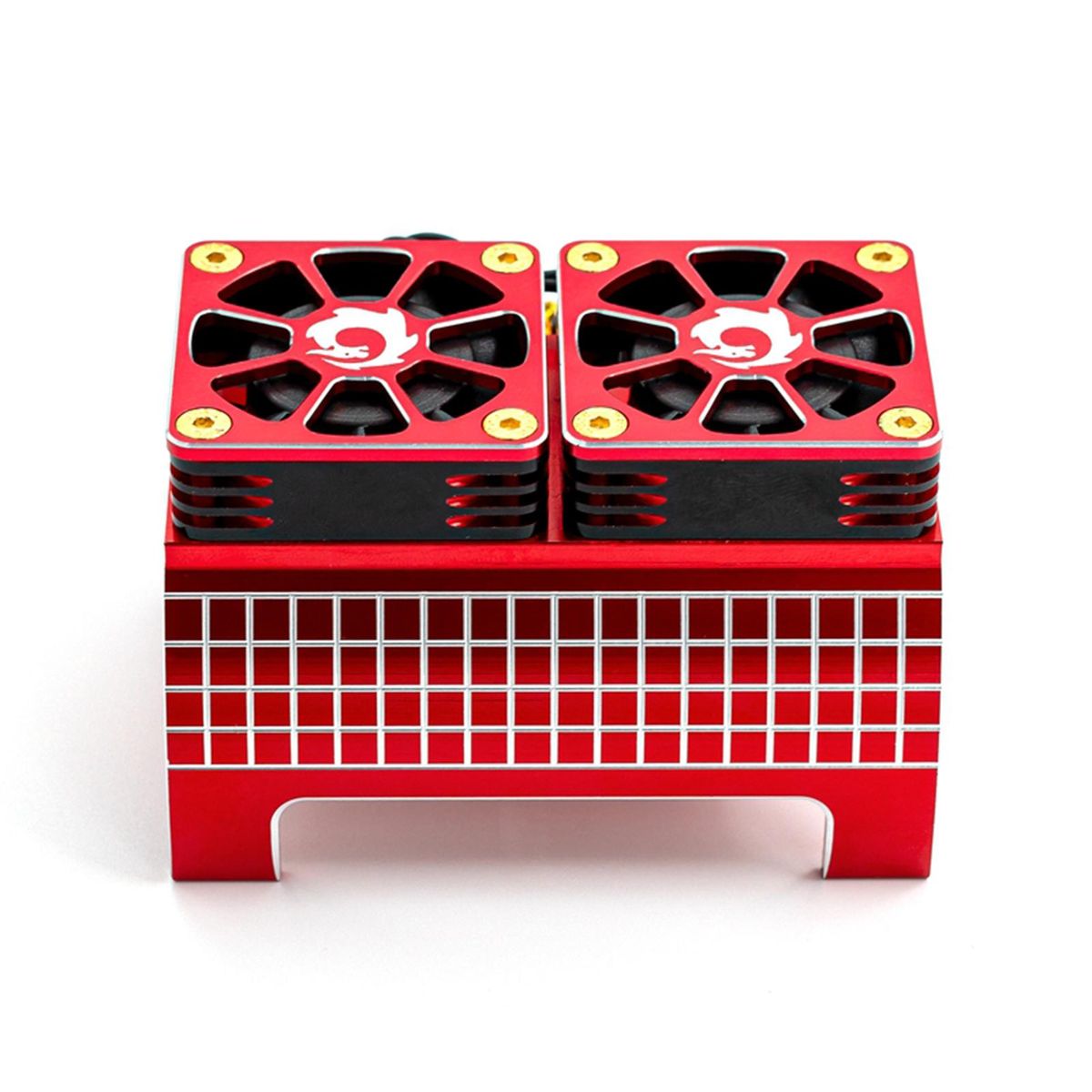 Motor Heatsink with Dual Cooling Fans Replacement for 1/5 Remote Control Model Car Big X 8S Kraton 1717 4985 Motor Metal Belt Fan Radiator SR-22