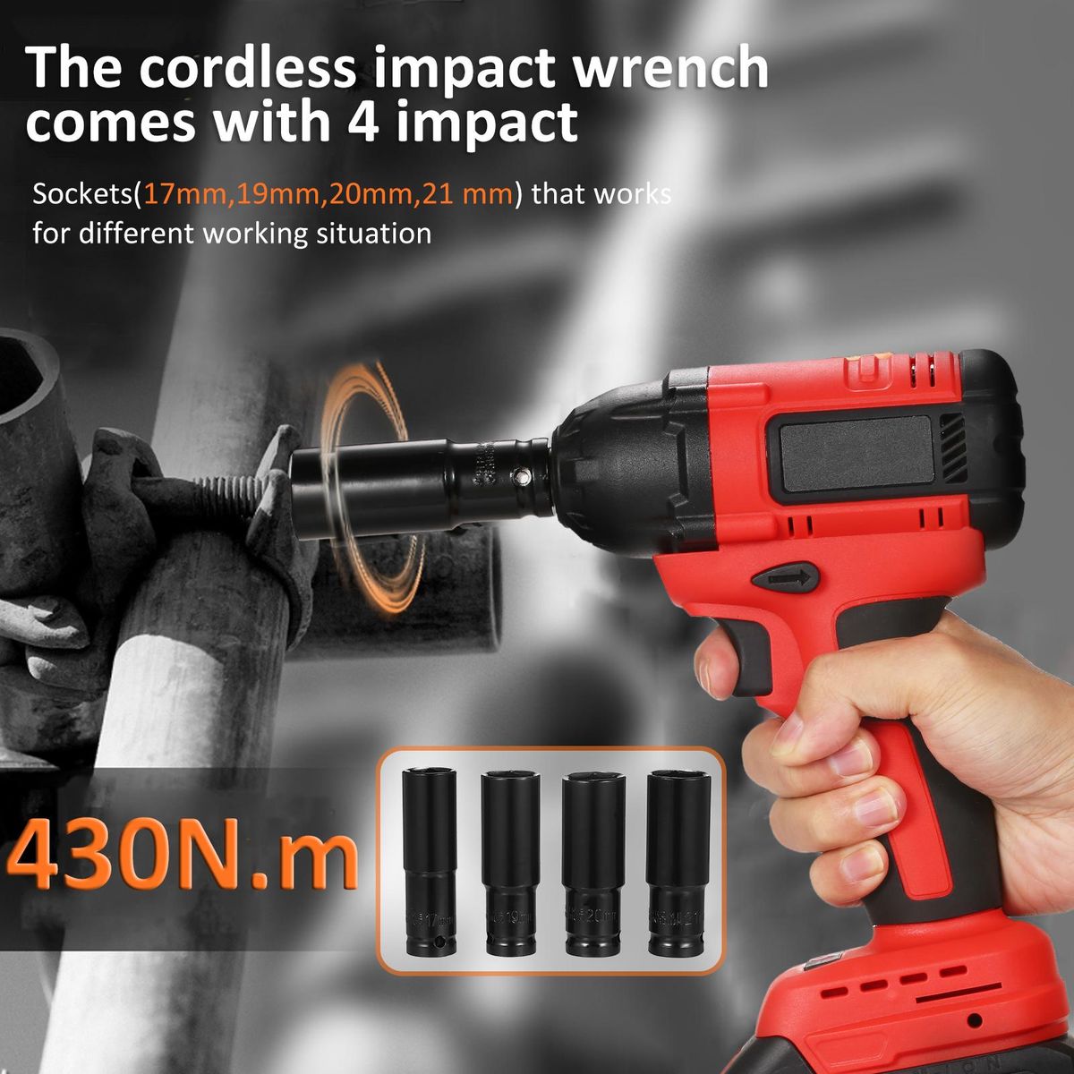 Geevorks Brushless Cordless Impact Wrench 1/2 inch Electric Impact Wrench Brushless Power Impact Wrench Set for Car Tires Max Torque 320 ft-lbs (430N.m) with 3.0A Li-ion Battery 4Pcs Impact Sockets Set & Charger Tool Box