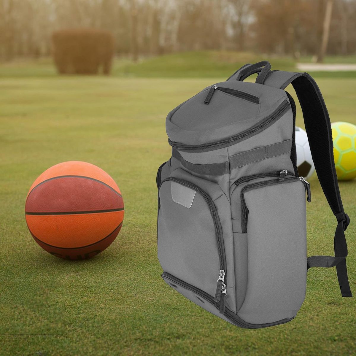 Basketball Backpack Bag  For Ball Training Equipment Grey