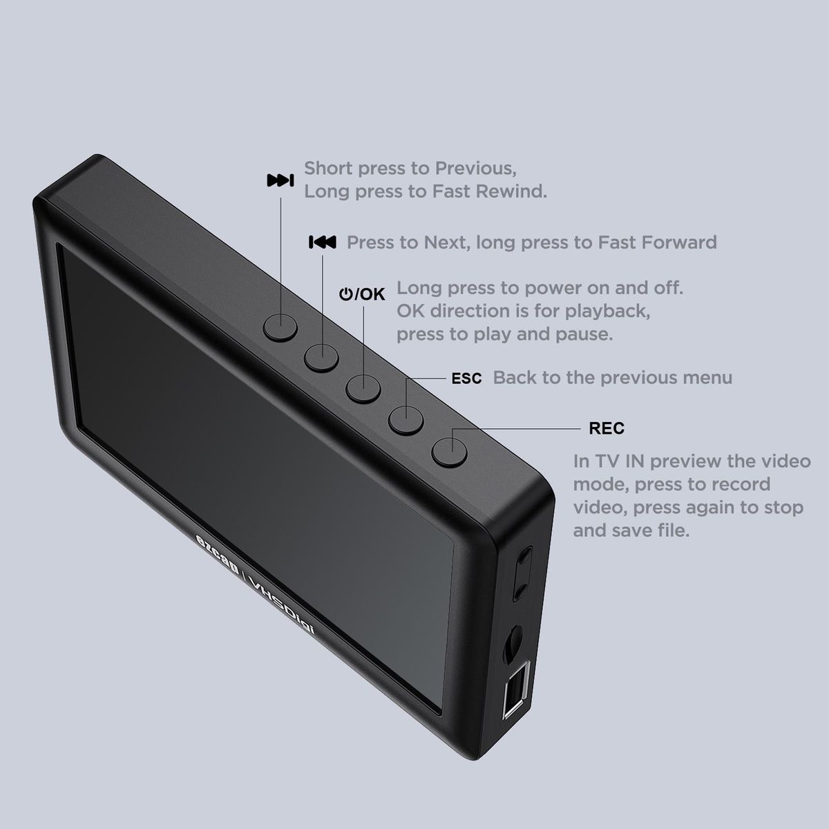 ezcap180 AV Recorder Video Audio Capture Box Analog to Digital Converter Record Video from VHS VCR's Camcorder DVD Players to TF Card U Disk 4.3-inch Color Screen Playback