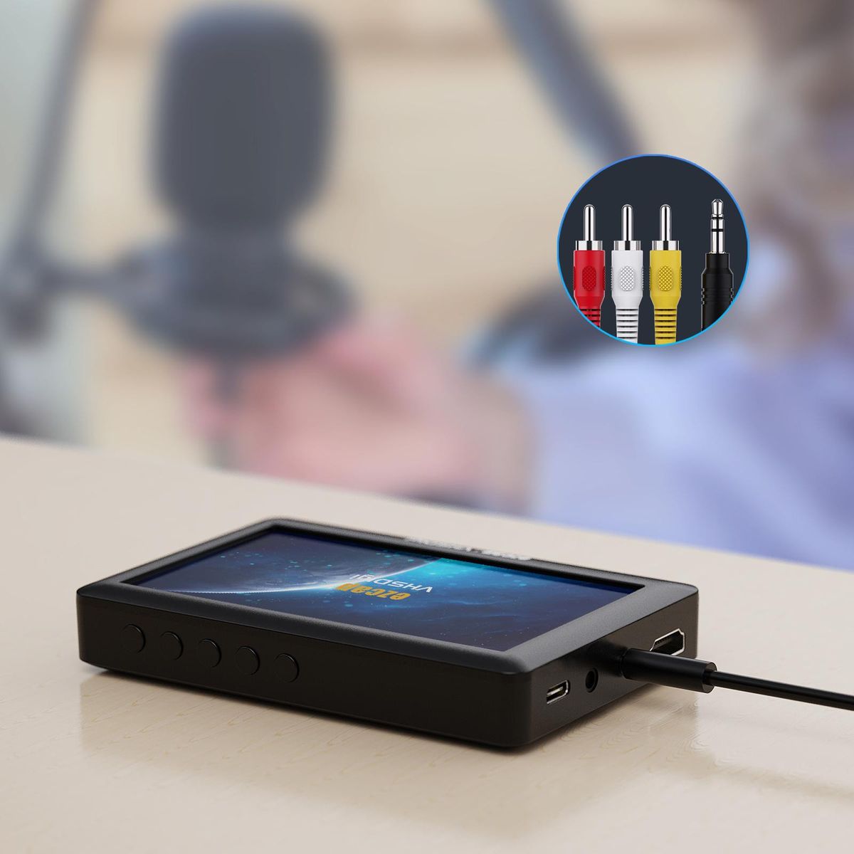 ezcap180 AV Recorder Video Audio Capture Box Analog to Digital Converter Record Video from VHS VCR's Camcorder DVD Players to TF Card U Disk 4.3-inch Color Screen Playback