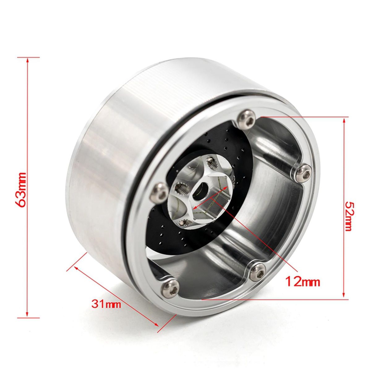 Aluminum Alloy Wheel Rim Beadlock Wheel Rims Hub 4pcs 2.2inch Replacement for 1/10 TRX4 Axial SCX10 90046 SCX10 III AXI03007 AXI03003 RC Car