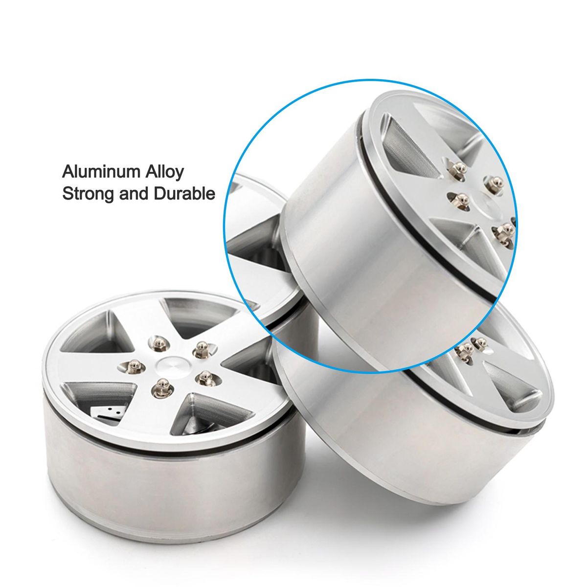 Aluminum Alloy Wheel Rim Beadlock Wheel Rims Hub 4pcs 2.2inch Replacement for 1/10 TRX4 Axial SCX10 90046 SCX10 III AXI03007 AXI03003 RC Car