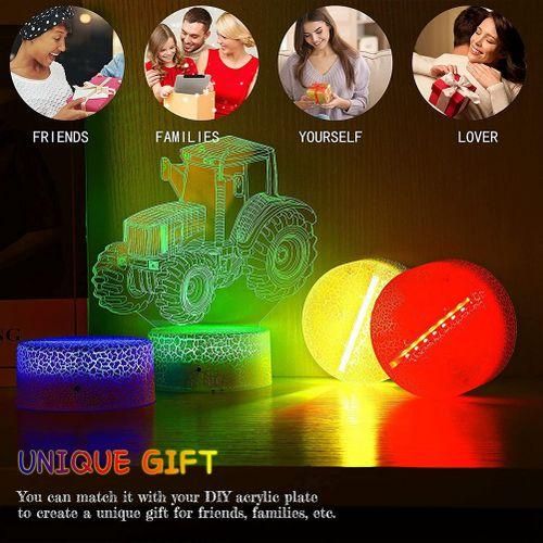 2 Pack 3D Night LED Light Lamp Base + Remote