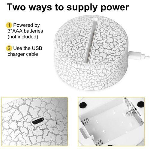 2 Pack 3D Night LED Light Lamp Base + Remote
