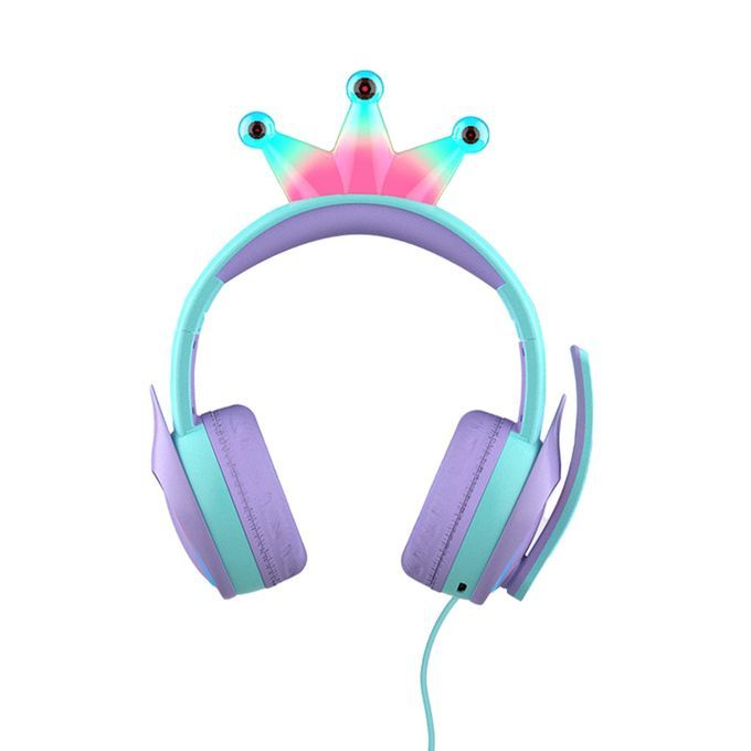 Wired Crown Headset Headphones With Mic For Boys Girls Light Blue