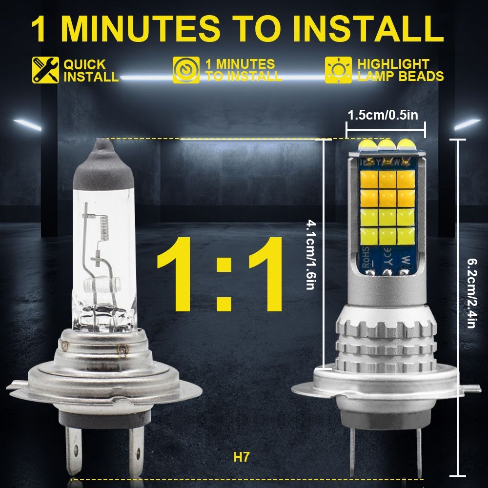 2 PCS V6 H7 Fog Light