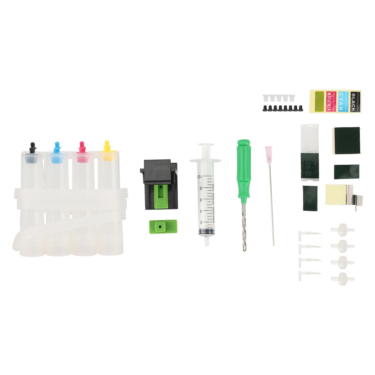 Inkjet Printer Continuous Ink Supply System Universal Color Ciss DIY Kit Accessory Cartridge Replacement for HP