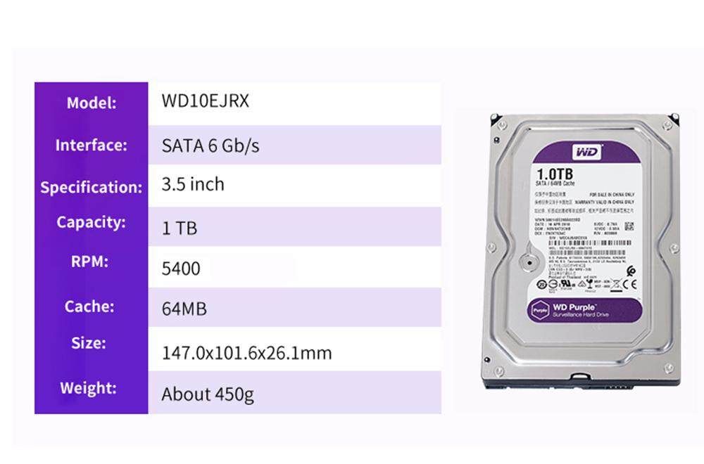 WD Purple 1TB Hard Drive Disk For Security System HDD 3.5 Inch SATA DVR CCTV PC