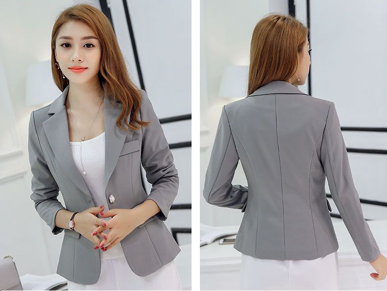 Ladies Office Work Blazer Spring Autumn Blazer  (Grey)