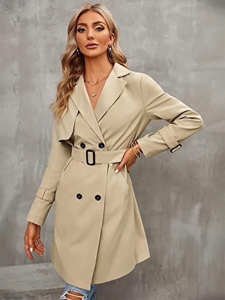 2023 Autumn/Winter Women's Double breasted Windbreaker Classic Khaki Polo Coat Slim Fit Coat