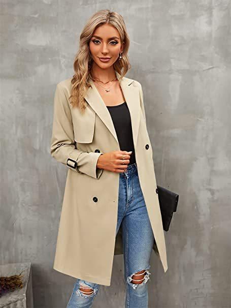 2023 Autumn/Winter Women's Double breasted Windbreaker Classic Khaki Polo Coat Slim Fit Coat