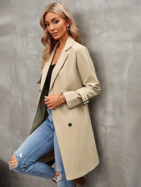 2023 Autumn/Winter Women's Double breasted Windbreaker Classic Khaki Polo Coat Slim Fit Coat