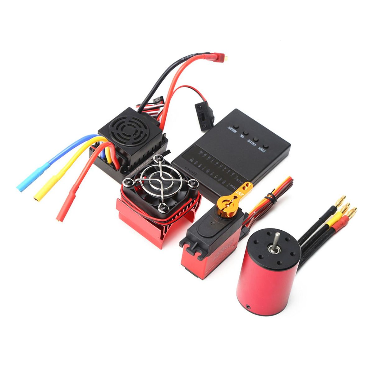 4300KV Brushless Motor 3650 Waterproof Motor with 60A Brushless ESC 25kg Digital Servo Heatsink Programming Card for 1/8 1/10 RC Car