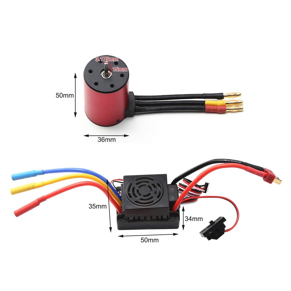 4300KV Brushless Motor 3650 Waterproof Motor with 60A Brushless ESC 25kg Digital Servo Heatsink Programming Card for 1/8 1/10 RC Car