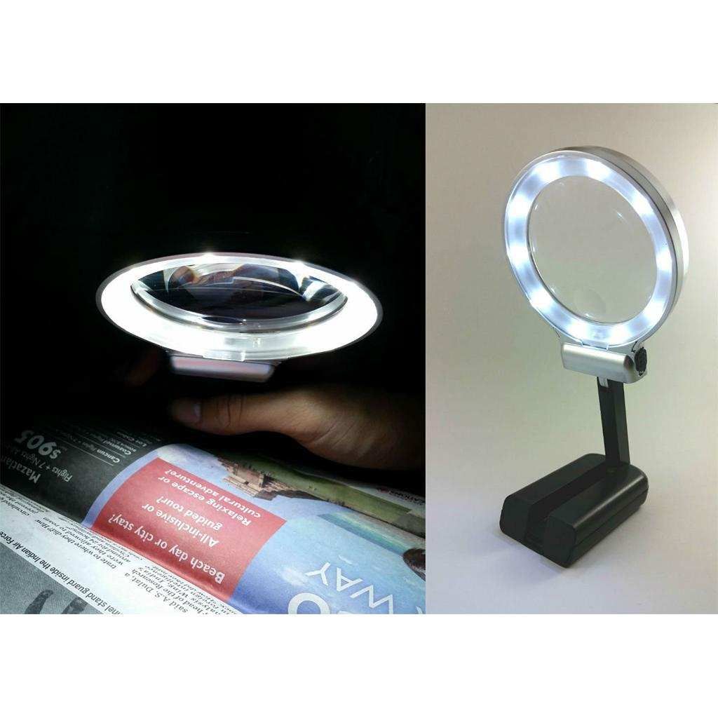 3X LED Light Folding Handheld Magnifier Desktop Magnifying Glass For