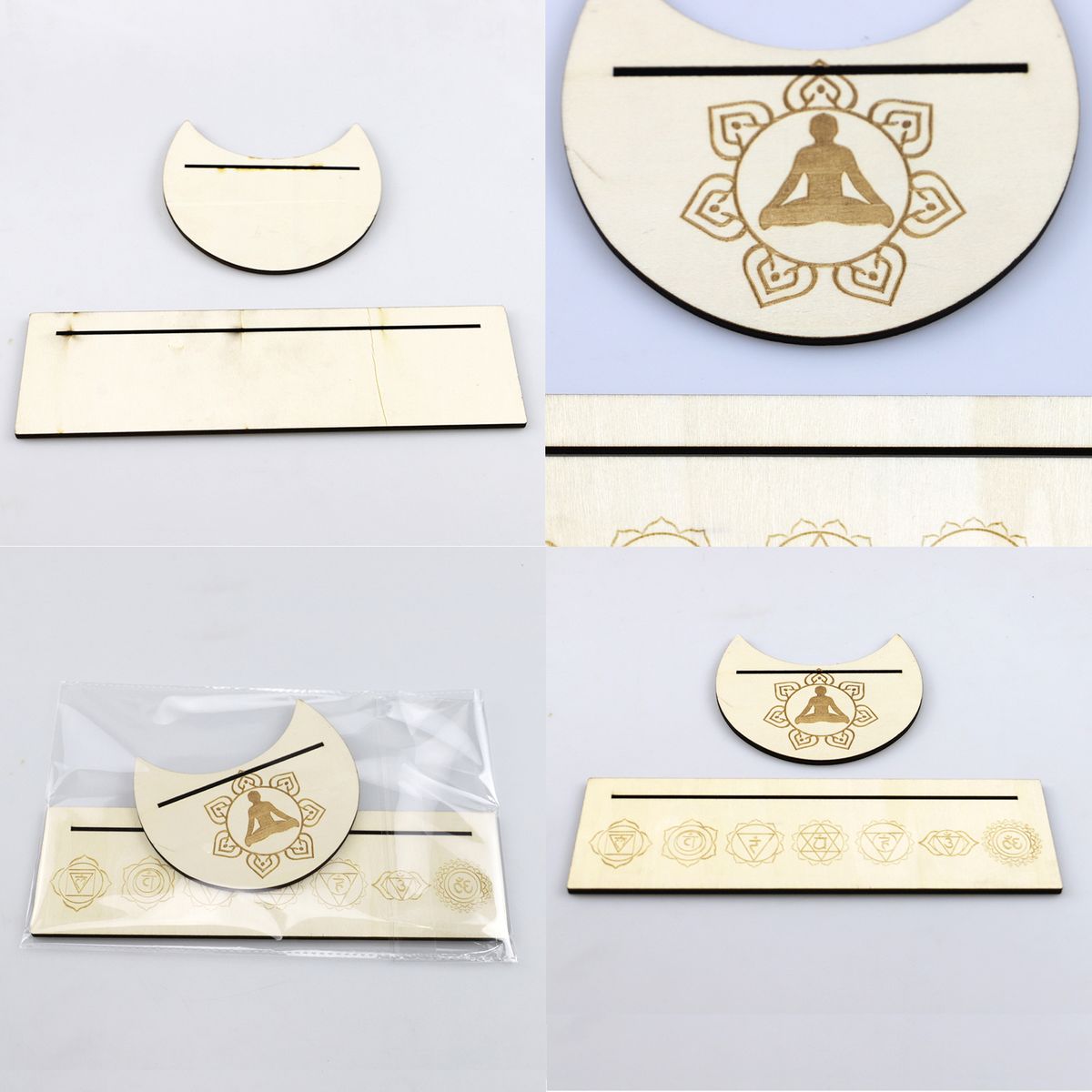2PCS Tarot Card Stand Wooden Rectangular Moon Shaped Tarot
