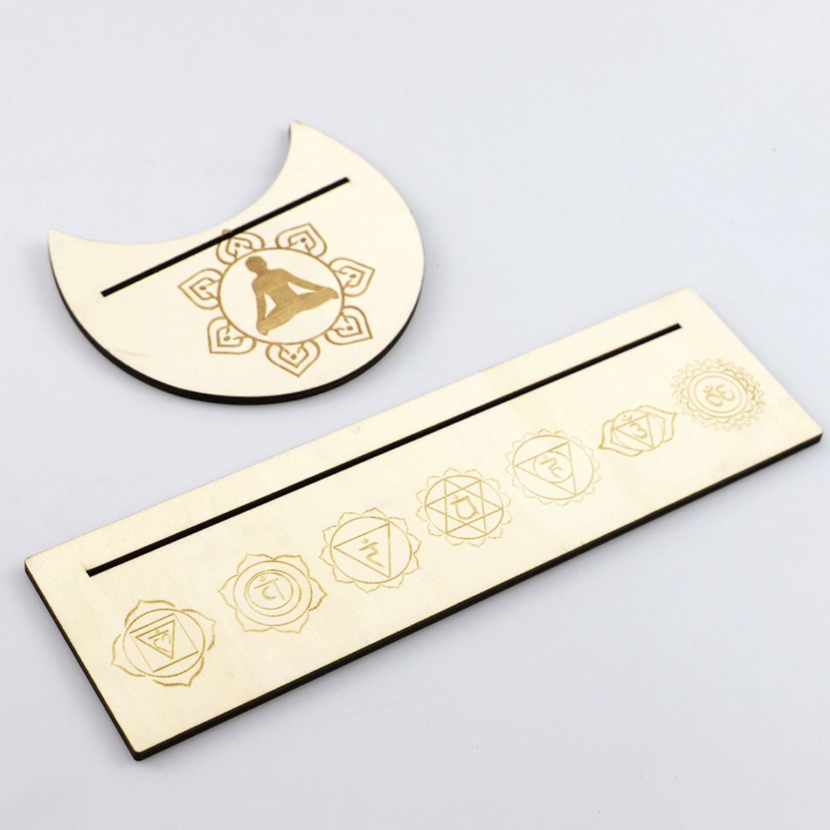 2PCS Tarot Card Stand Wooden Rectangular Moon Shaped Tarot
