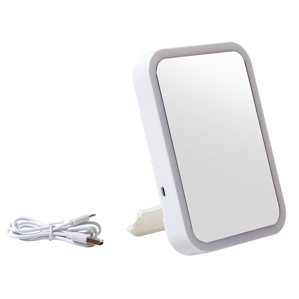 1 Set Makeup Mirror Dresser Table Desktop Cosmetic Mirror with LED Light White