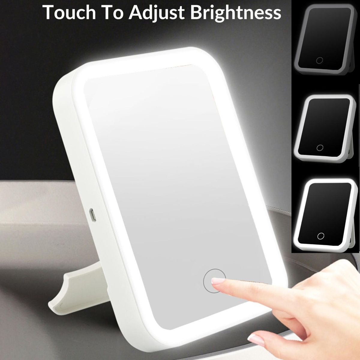 1 Set Makeup Mirror Dresser Table Desktop Cosmetic Mirror with LED Light White