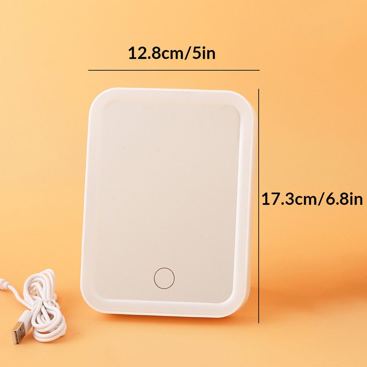 1 Set Makeup Mirror Dresser Table Desktop Cosmetic Mirror with LED Light White