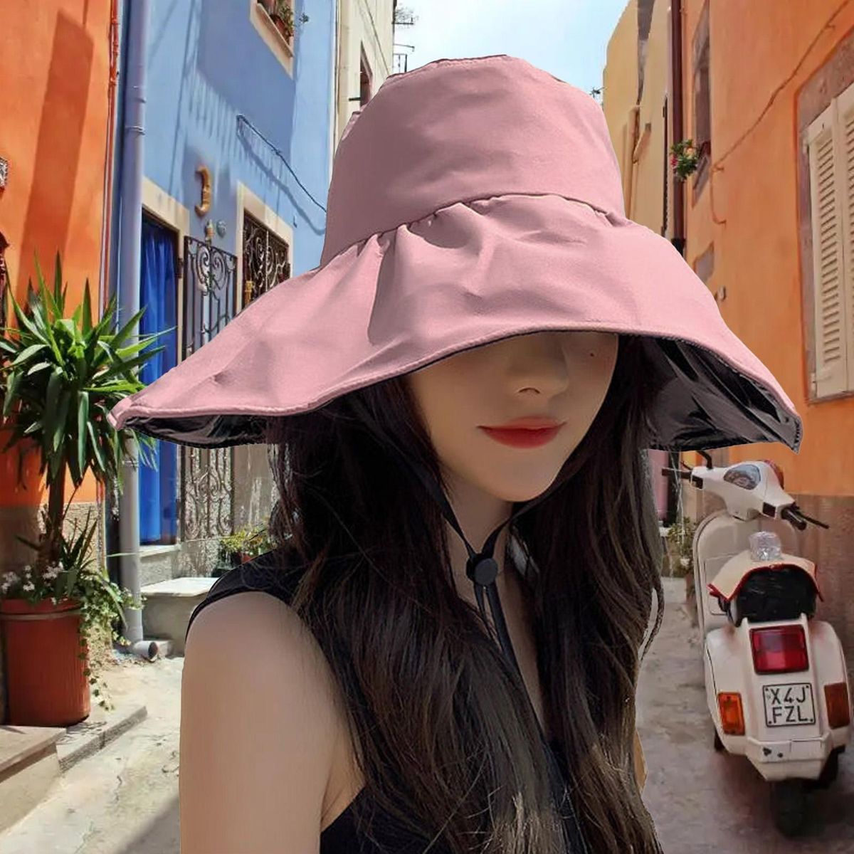 Bucket Hat Summer Flexible Wide Brim Hat Pink