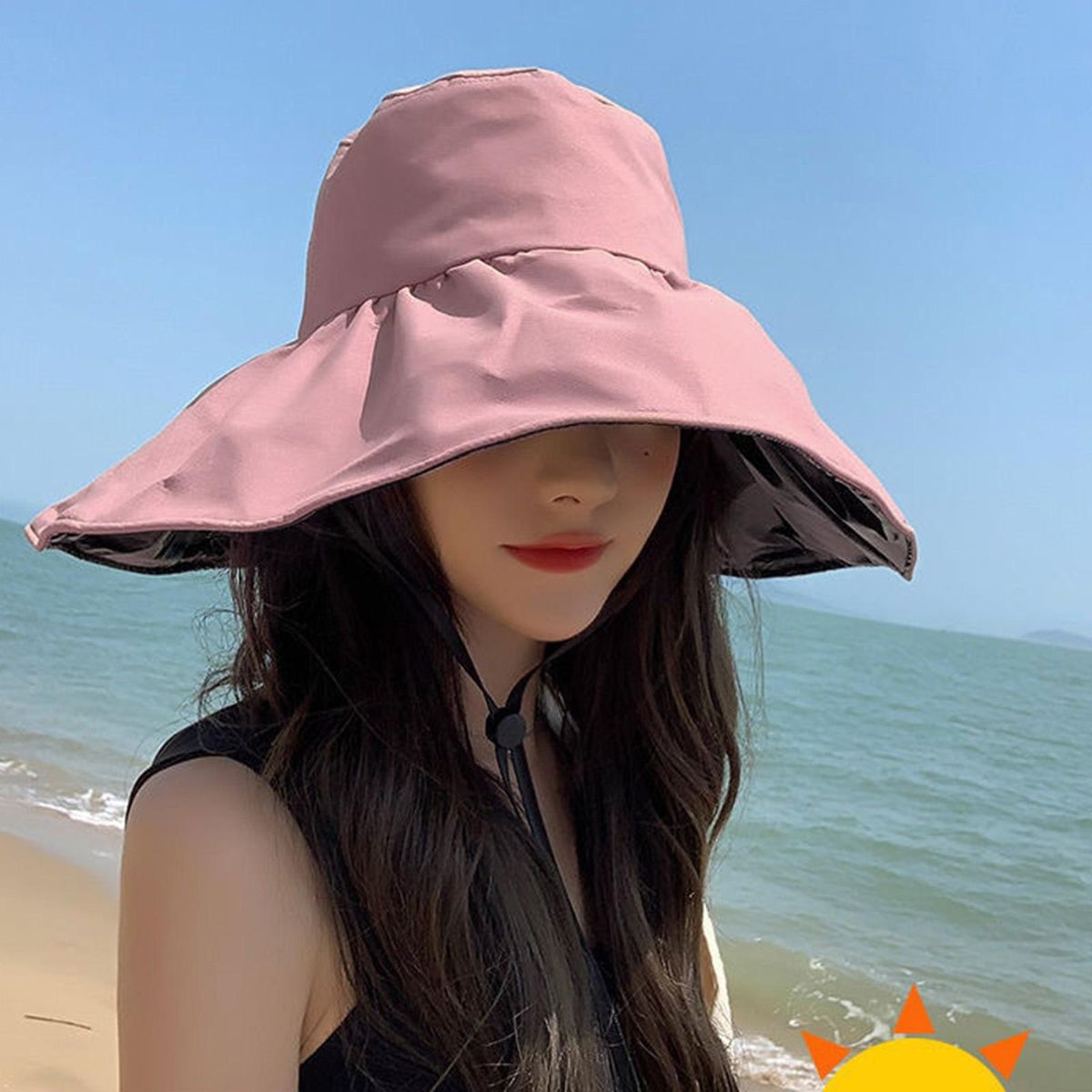 Bucket Hat Summer Flexible Wide Brim Hat Pink