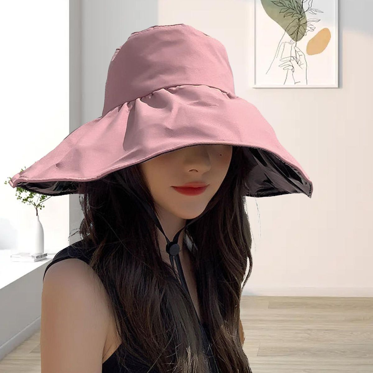 Bucket Hat Summer Flexible Wide Brim Hat Pink
