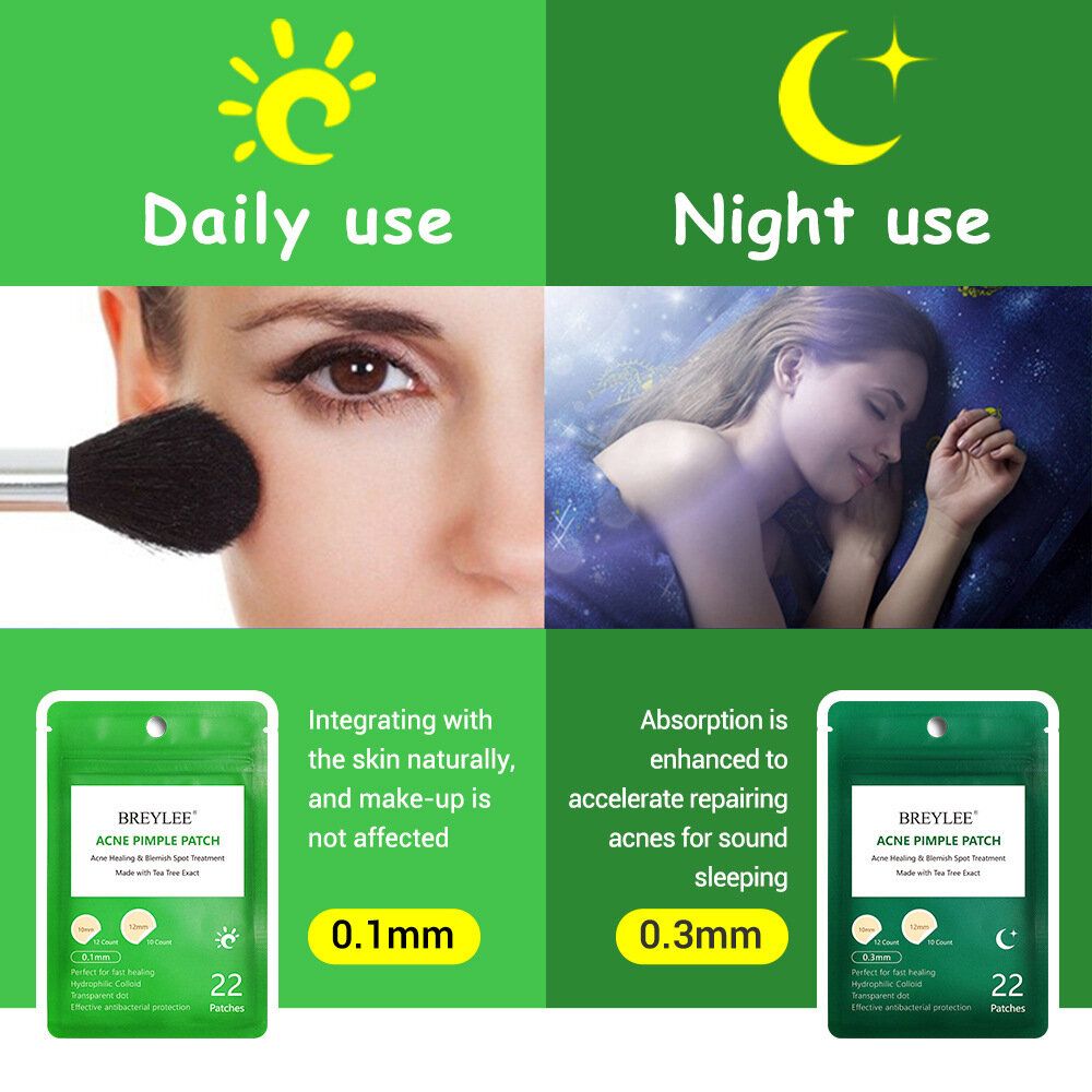 22Pcs Tea Tree Acne Stickers Daily + Night Acne Stickers To