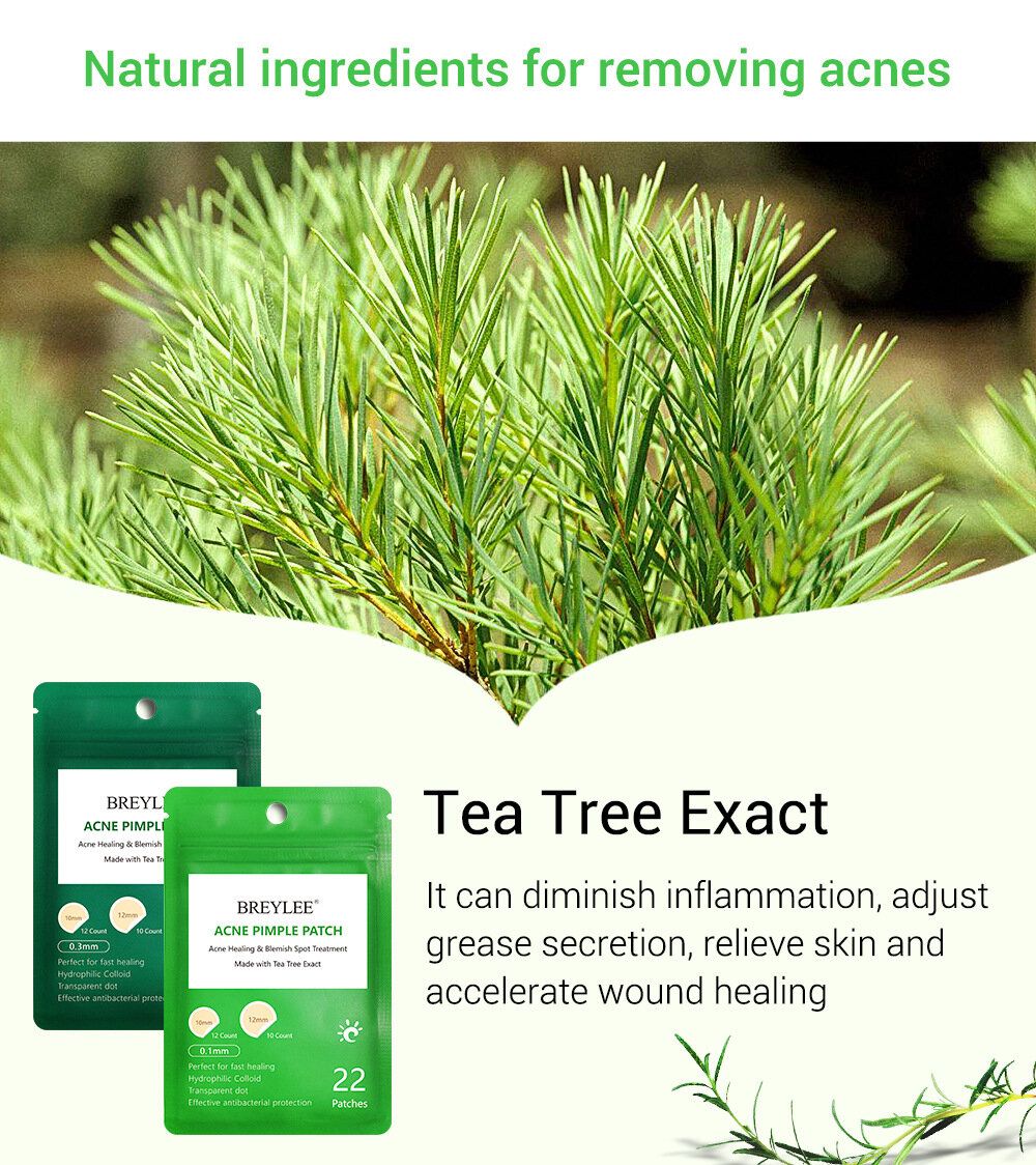 22Pcs Tea Tree Acne Stickers Daily + Night Acne Stickers To
