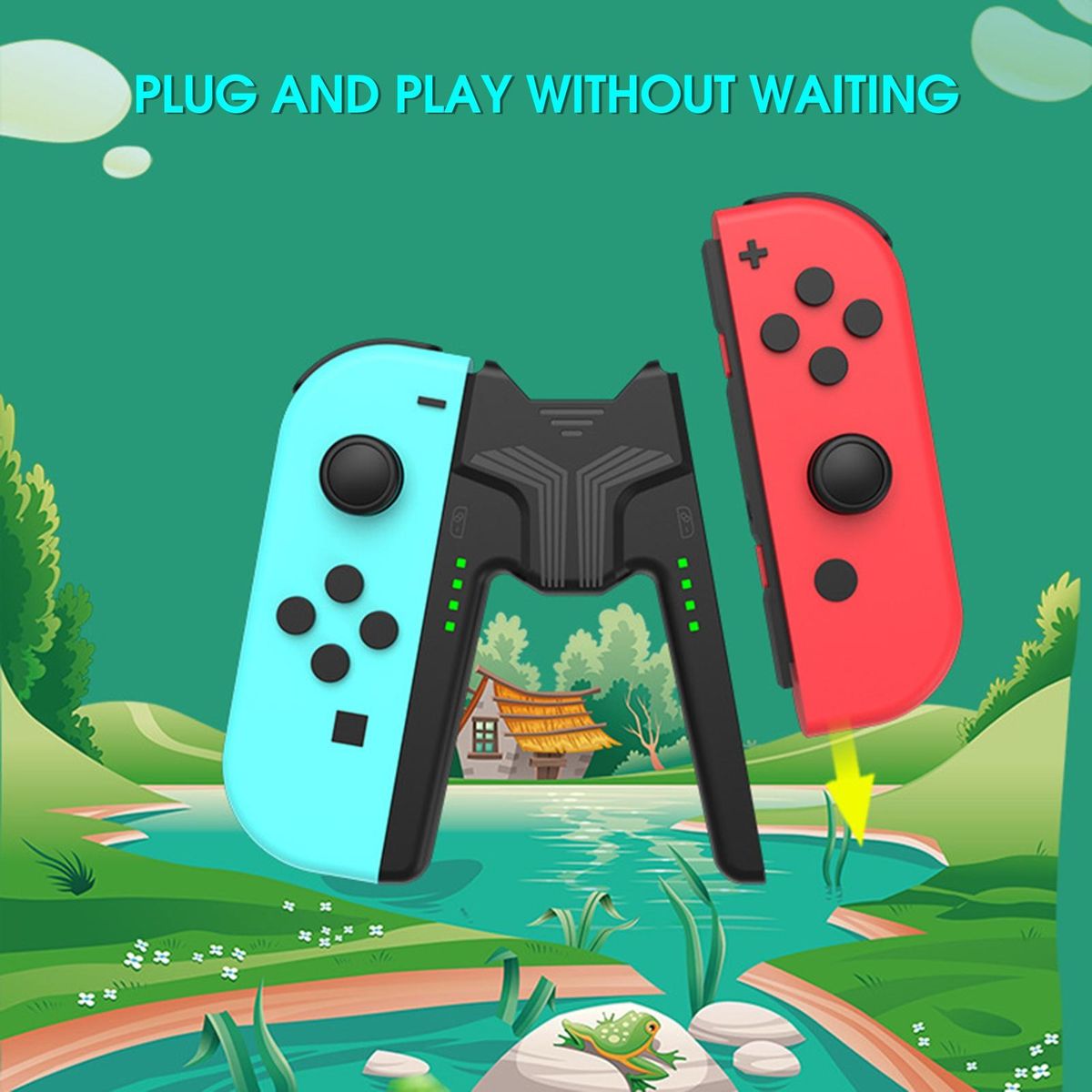 1 Set Handgrip Compact Left Right Joycon Charger Grip Black