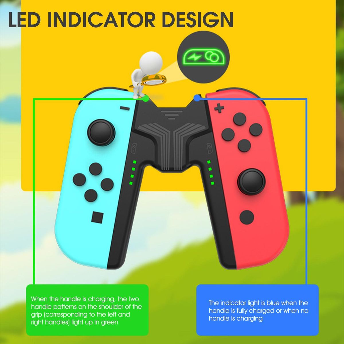 1 Set Handgrip Compact Left Right Joycon Charger Grip Black