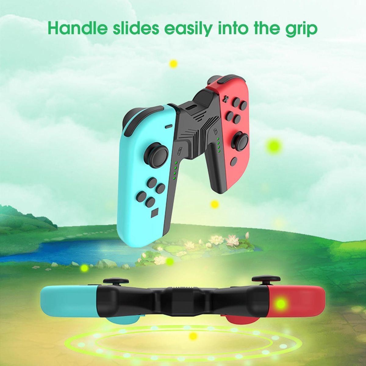 1 Set Handgrip Compact Left Right Joycon Charger Grip Black