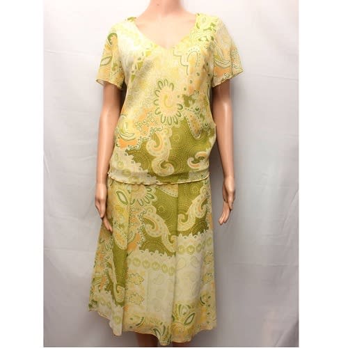 Floral Multicoloured Skirt & Blouse - Green