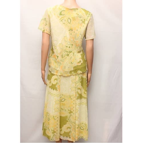 Floral Multicoloured Skirt & Blouse - Green