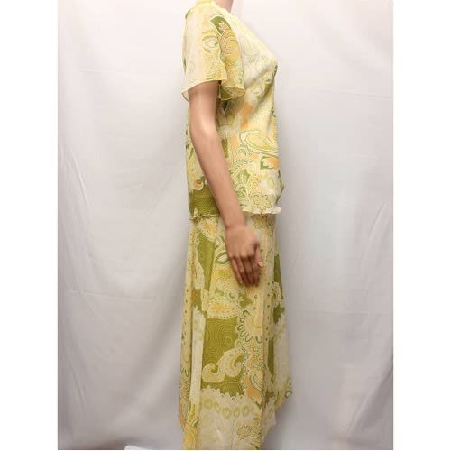 Floral Multicoloured Skirt & Blouse - Green