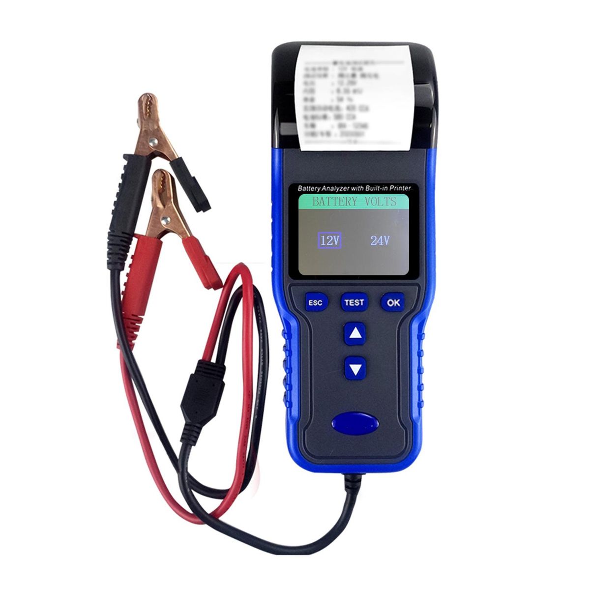 Battery Analyzer, Color Screen Car Battery Tester with Built-in Printer Thermal Printer Paper Storage Case