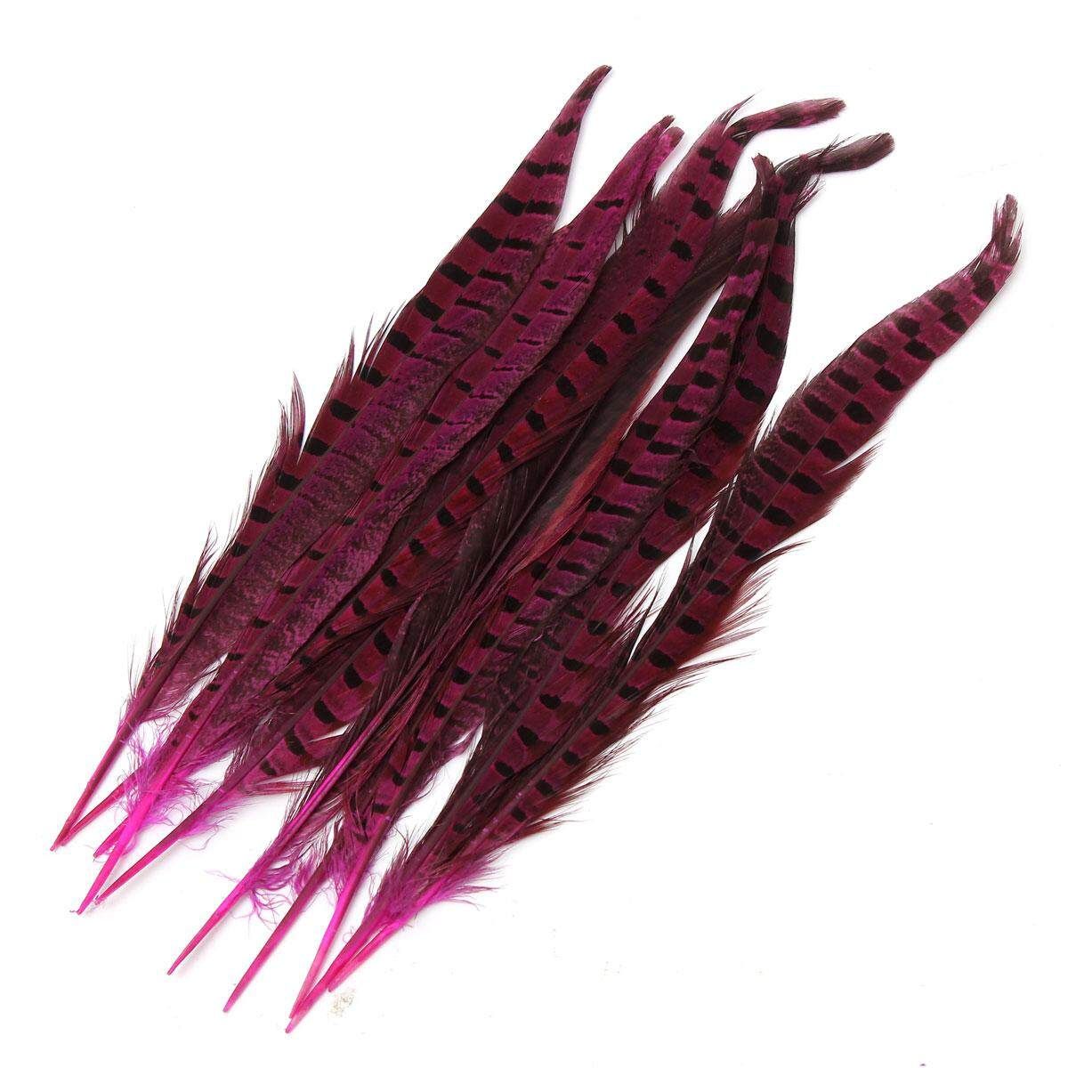 10Pcs Beautiful Pheasant Tail Feathers 12-14 Inch Long Costume Millinery Multicolor Rose Red