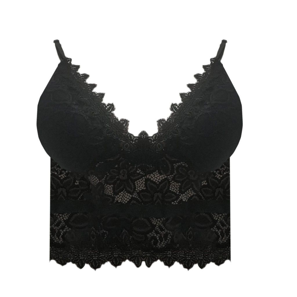 (Black A)Women Lace Vest Crop Tops  Ladies Sleeveless Bralette Bra Lingerie V-neck Unpadded Club Underwear Cropped Camisole Tank Tops WEF